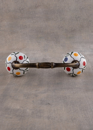 White Base Ceramic Pull With Multicolor Dots