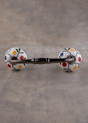White Base Ceramic Pull With Multicolor Dots