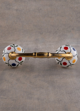 White Base Ceramic Pull With Multicolor Dots