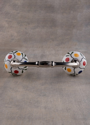 White Base Ceramic Pull With Multicolor Dots