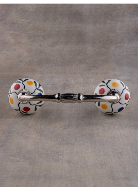 White Base Ceramic Pull With Multicolor Dots