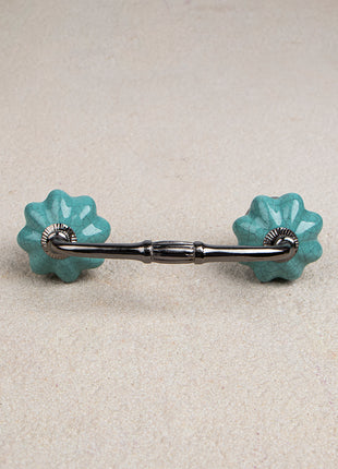 Cracked Teal Shade Ceramic Cabinet Handle
