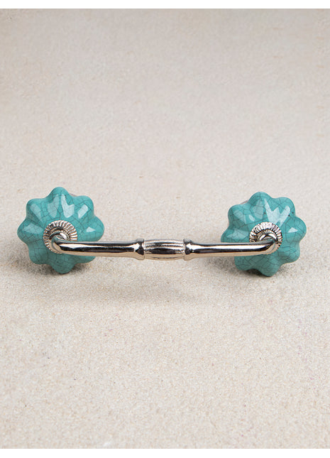 Cracked Teal Shade Ceramic Cabinet Handle