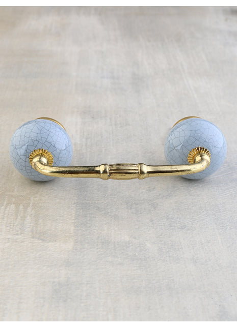 Vintage Round Cracked Turquoise Ceramic Door Pull