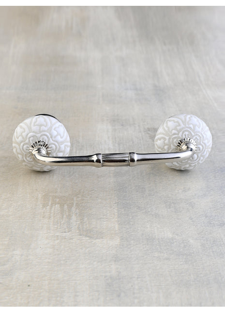 Antique White Ceramic Embossed Drawer Cabinet Pull