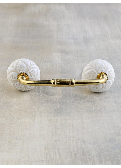 Unique White Ceramic Embossed Wardrobe Cabinet Pull