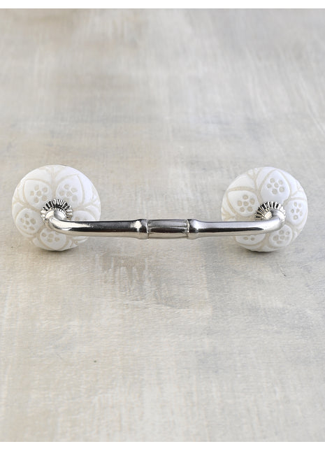 Unique White Ceramic Embossed Wardrobe Cabinet Pull