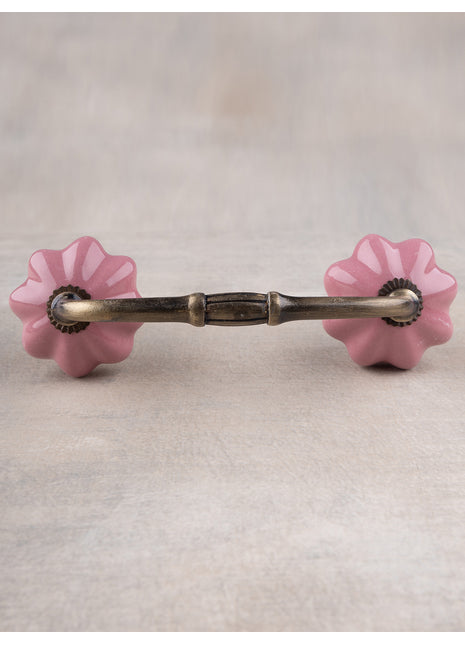 Antique Floral Pink Ceramic Drawer Pull