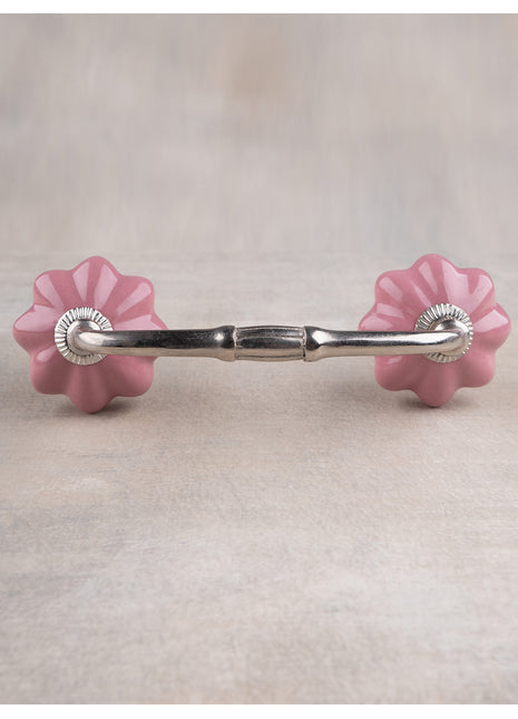 Antique Floral Pink Ceramic Drawer Pull