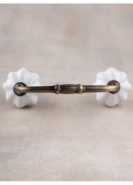 Antique Floral Shape White Ceramic Drawer Pull