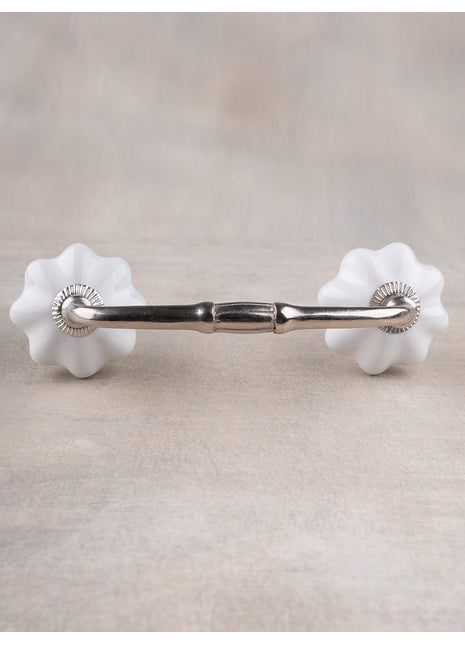 Antique Floral Shape White Ceramic Drawer Pull