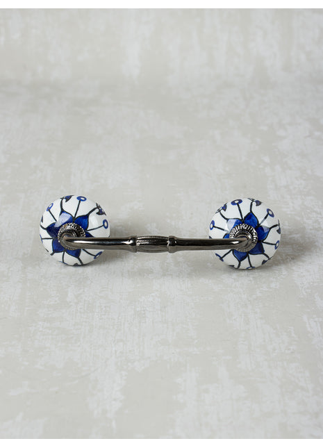 Blue Design On White Ceramic Pull