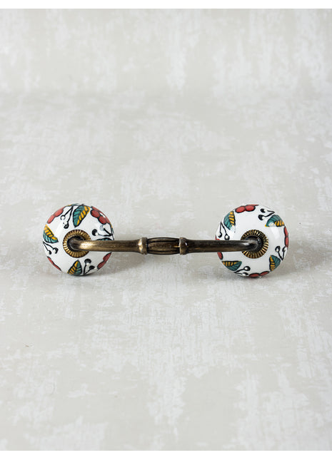 Red Flower On White Ceramic Cabinet Pull