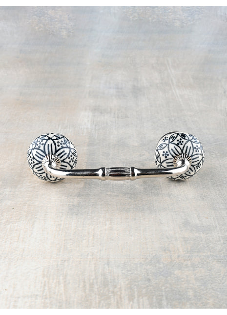 White Ceramic Dresser Cabinet Pull With Black Design