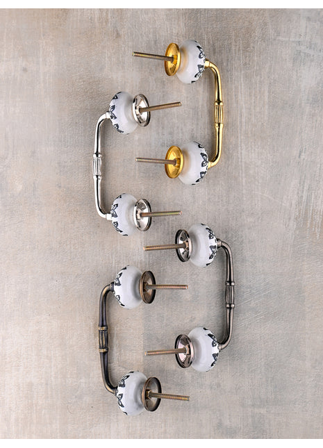 Stylish White And Black Ceramic Drawer Cabinet Pull