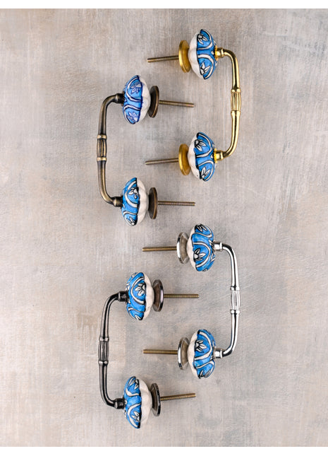 Well Designed White And Turquoise Ceramic Drawer Cabinet Pull