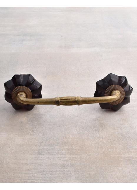 Vintage Floral Dark Purple Royal Ceramic Glass Kitchen Cabinet Pull