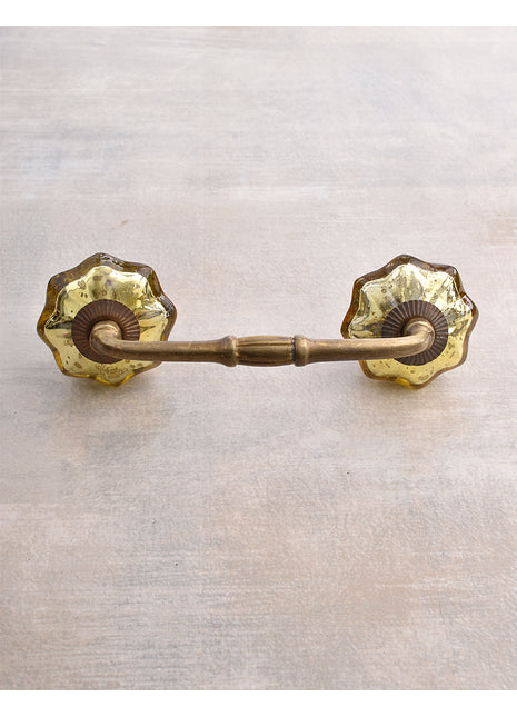 Unique Gold Metallic Glass Kitchen Cabinet Pull 4 inch / Brass Antique Unique Gold Metallic Glass Kitchen Cabinet Pull 4 inch / Brass Antique