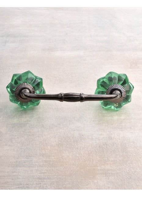 Crystal Green Flower Wardrobe Dresser Pull 3 Inch / Silver Crystal Green Flower Wardrobe Dresser Pull 3 Inch / Silver