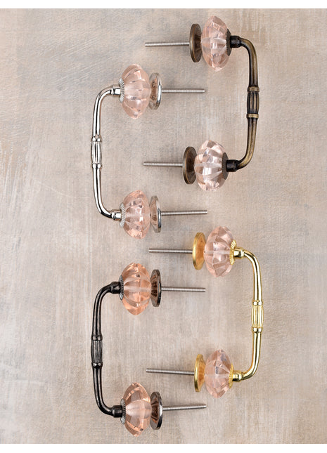 Unique Salmon Pink Glass Flower Drawer Pull