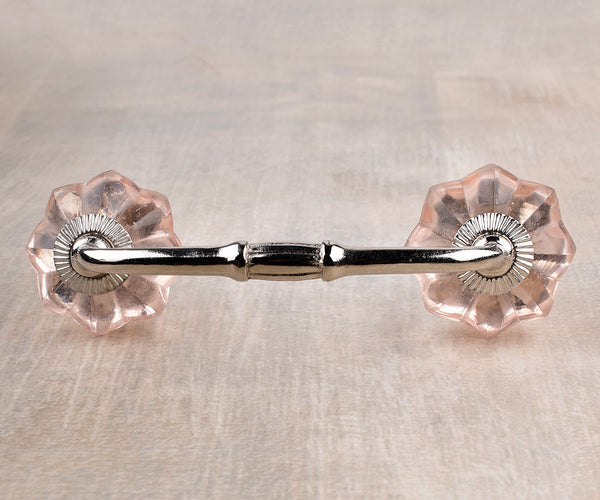 Unique Salmon Pink Glass Flower Drawer Pull