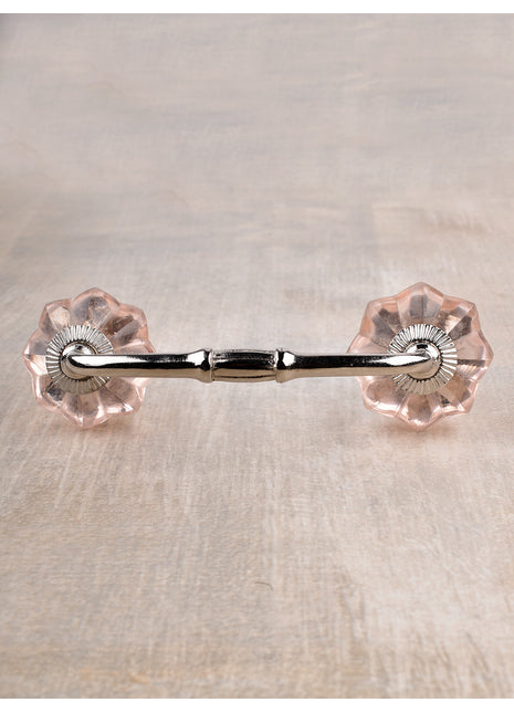 Unique Salmon Pink Glass Flower Drawer Pull