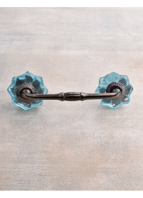 Stylish Floral Turquoise Ceramic Glass Drawer Cabinet Pull