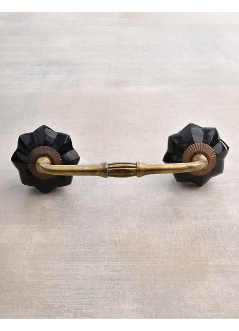 Unique Floral Black Royal Ceramic Glass Dresser Cabinet Pull