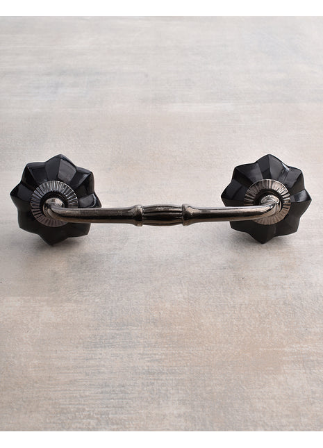 Unique Floral Black Royal Ceramic Glass Dresser Cabinet Pull