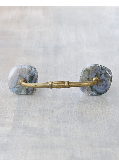 Agate Natural Gemstone Cabinet Furniture Pull - Green and Grey Shade