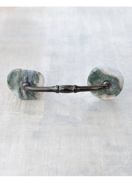 Agate Natural Gemstone Cabinet Furniture Pull - Green and Grey Shade