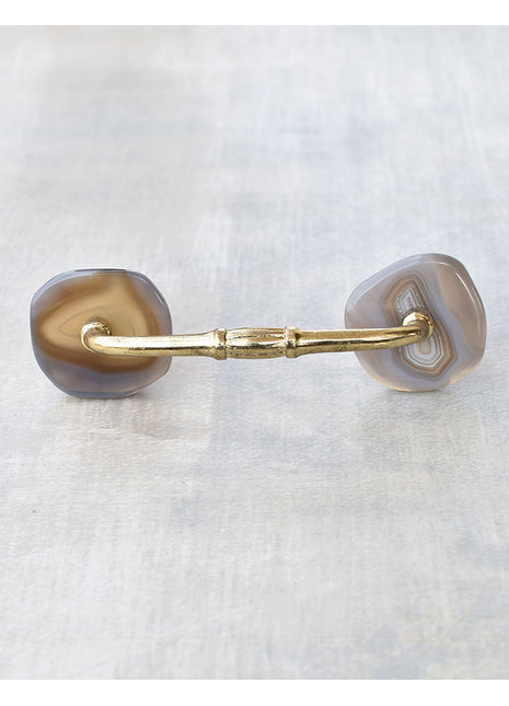 Agate Natural Gemstone Cabinet Furniture Pull - Brown and Grey Shade