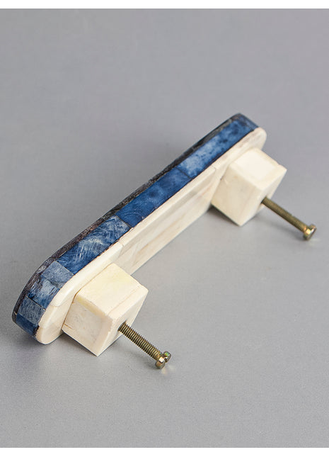Natural Handmade Horn Bone Drawer Pull-Gray, White, Blue