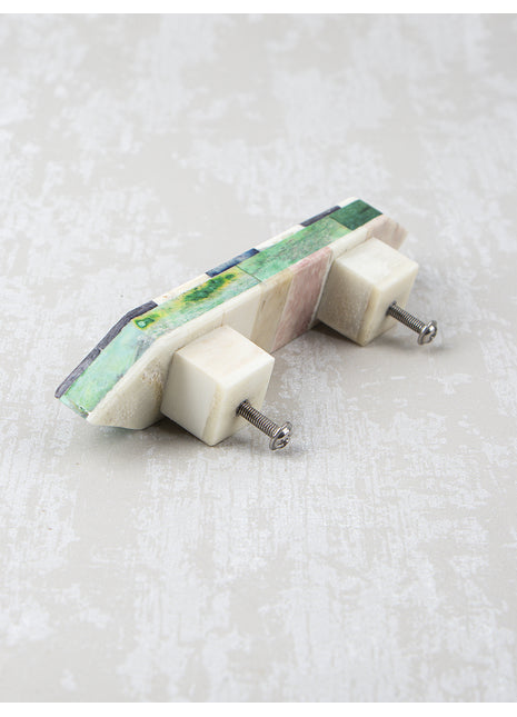 Natural Handmade Horn Bone Drawer Pull-Brown, White, Blue