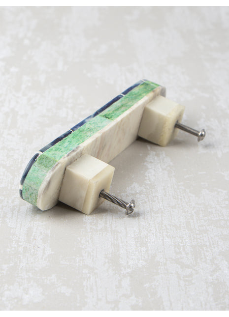 Natural Handmade Horn Bone Drawer Pull-Blue White