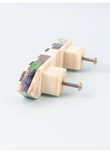 Natural Handmade Horn Bone Drawer Pull-Brown White Blue