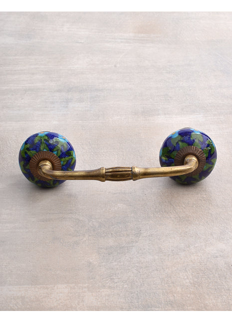 Turquoise Flower Ceramic Wardrobe Cabinet Pull
