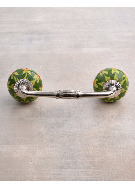Drawer Beaded Pull with Green Color Floral Print