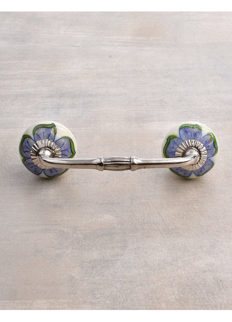 Unique Purple Floral Design Round Ceramic Drawer Cabinet Pull