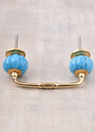 Turquoise Melon Shaped Ceramic Kitchen Cabinet Pull