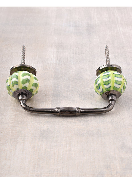 Green Ceramic Kitchen Cabinet Melon Shaped Pull