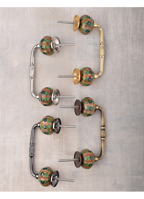 Brown Ceramic Dresser Cabinet Pull With Designer Print