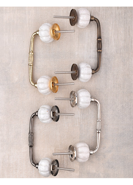 Vintage White Melon Shaped Ceramic Wardrobe Cabinet Pull