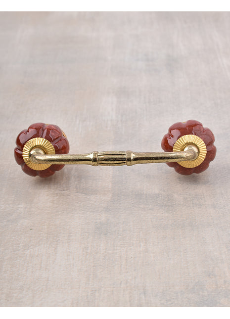Solid Brown Melon Shaped Ceramic Kitchen Cabinet Pull