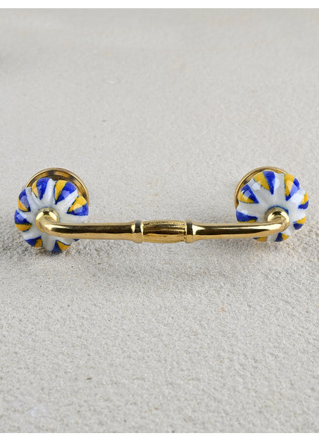Yellow Blue White Melon Shape Ceramic Drawer Pull