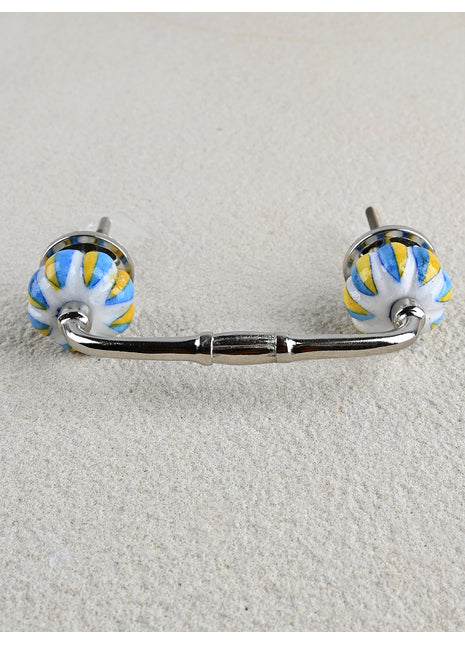 Ceramic Turquoise and Yellow Color Melon Shape Dresser Cabinet Pull