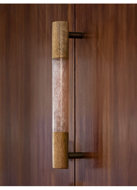 Resin and Wood Round Cylindrical Shape Kitchen Cabinet Drawer Handle, Pink