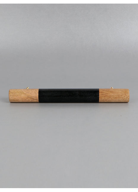 Resin and Wood Round Cylindrical Shape Kitchen Cabinet Drawer Handle, Black