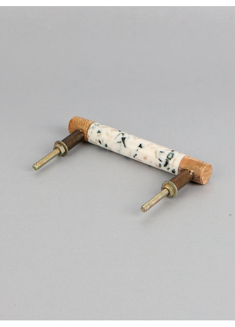 Resin and Wood Round Cylindrical Shape Kitchen Cabinet Drawer Handle, Multicolor