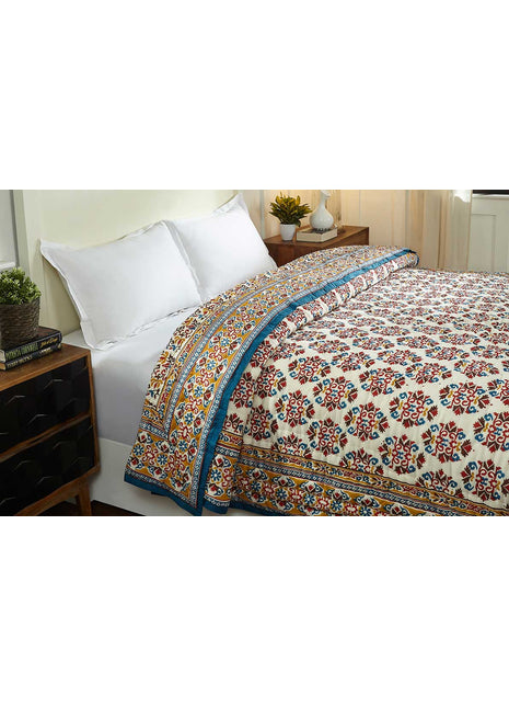 Allure Multi Color Hand Block Print Cotton Quilt